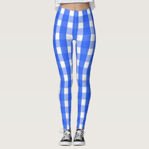 Socialite Blue Gingham Pattern Leggings