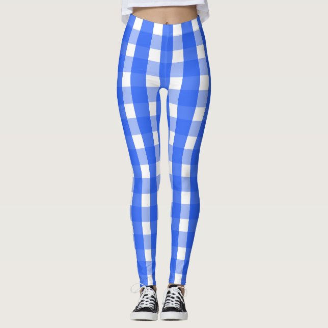 Socialite Blue Gingham Pattern Leggings (Front)
