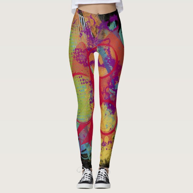 Socialite Colourful Grunge Splatter Leggings (Front)