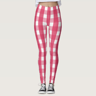 Socialite Pink Gingham Pattern Leggings
