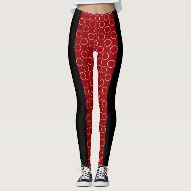 Socialite Red Circles Pattern Leggings (Front)