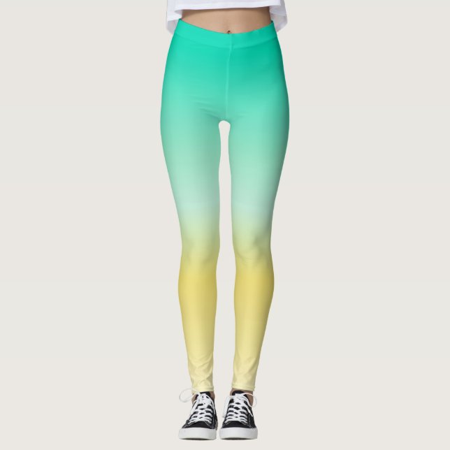 Socialite Turquoise and Yellow Leggings (Front)