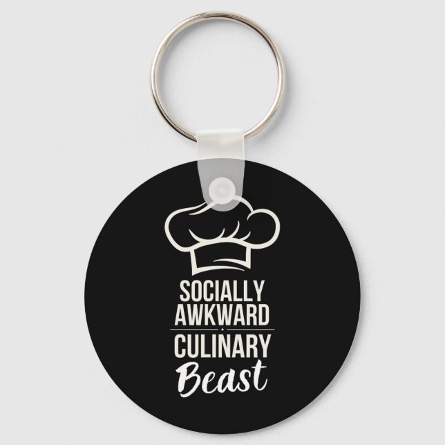 Socially Awkward Culinary Beast Funny Cook Chef Ki Key Ring (Front)