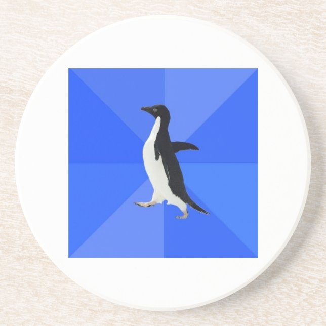 Socially Awkward Penguin Advice Animal Meme Coaster (Front)