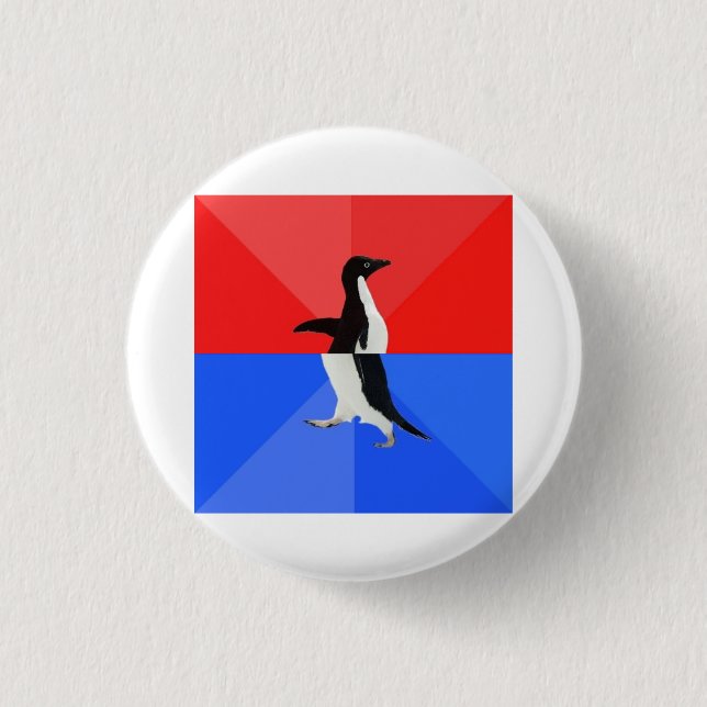 Socially Confused Penguin Advice Animal Meme 3 Cm Round Badge (Front)