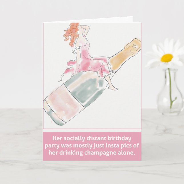 Socially Distant Self Isolating Birthday Card. Card (Small Plant)