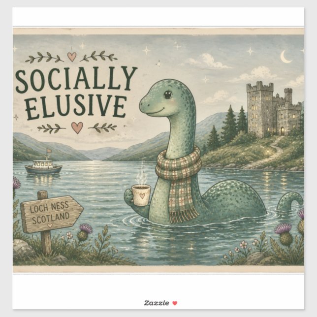 Socially Elusive Nessie Cosy Cryptid Loch Ness  (Sheet)