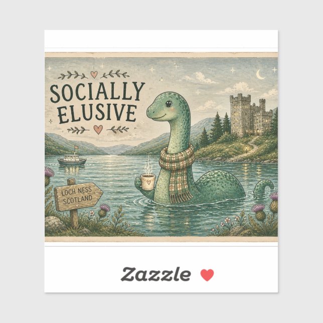 Socially Elusive Nessie Cosy Cryptid Loch Ness  (Sheet)