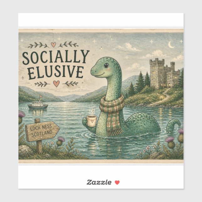 Socially Elusive Nessie Cosy Cryptid Loch Ness  (Sheet)
