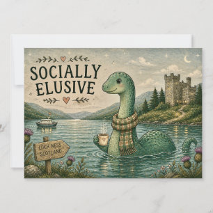 Socially Elusive Nessie Cosy Cryptid Loch Ness  Card