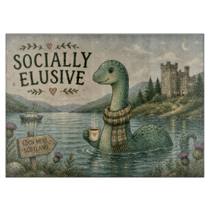 Socially Elusive Nessie Cosy Cryptid Loch Ness  Cutting Board