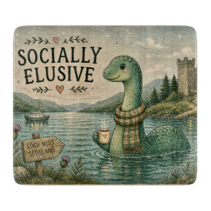 Socially Elusive Nessie Cosy Cryptid Loch Ness Cutting Board