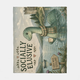 Socially Elusive Nessie Cosy Cryptid Loch Ness Fleece Blanket
