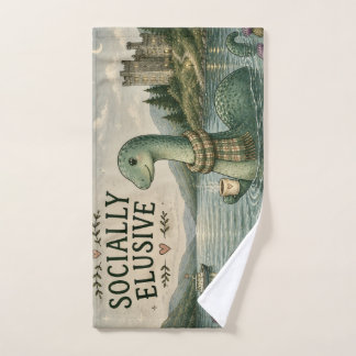 Socially Elusive Nessie Cosy Cryptid Loch Ness  Hand Towel