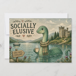 Socially Elusive Nessie Cosy Cryptid Loch Ness  Invitation