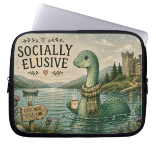 Socially Elusive Nessie Cosy Cryptid Loch Ness Laptop Sleeve