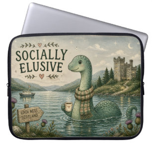 Socially Elusive Nessie Cosy Cryptid Loch Ness Laptop Sleeve
