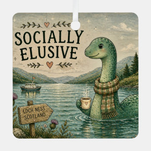 Socially Elusive Nessie Cosy Cryptid Loch Ness Metal Tree Decoration