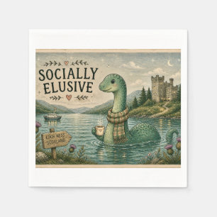Socially Elusive Nessie Cosy Cryptid Loch Ness  Napkin