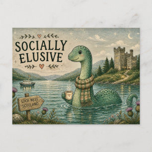Socially Elusive Nessie Cosy Cryptid Loch Ness  Postcard