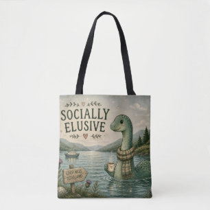 Socially Elusive Nessie Cosy Cryptid Loch Ness Tote Bag
