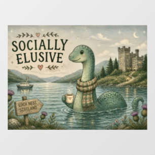 Socially Elusive Nessie Cosy Cryptid Loch Ness Window Cling