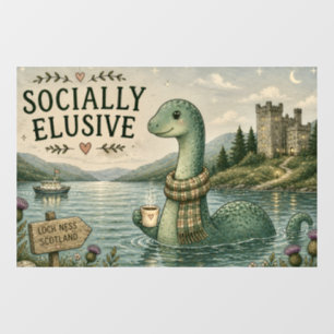 Socially Elusive Nessie Cosy Cryptid Loch Ness  Window Cling