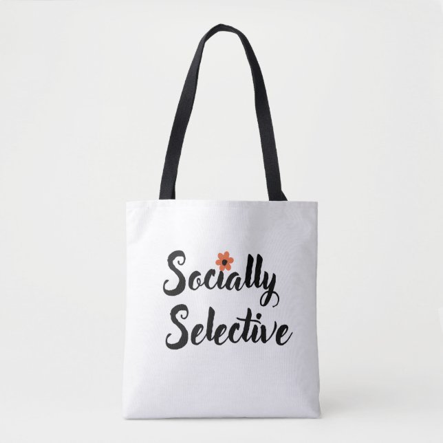 Socially Selective Funny Introvert Quote Tote Bag  (Front)