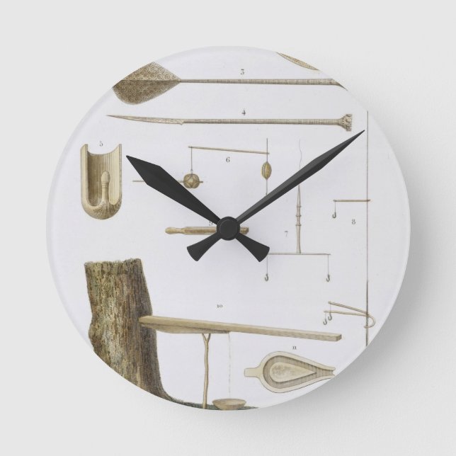 Society Islands: pangas, fishing hooks and other t Round Clock (Front)