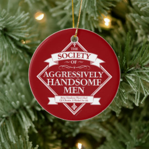 Society of Aggressively Handsome Men Ceramic Tree Decoration