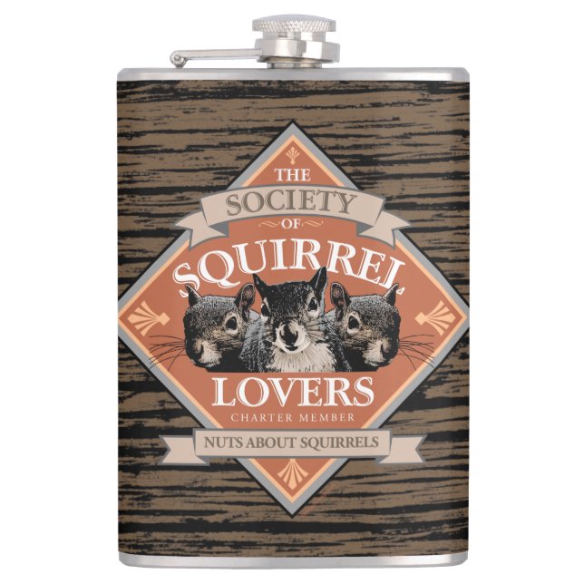 Society of Squirrel Lovers - funny squirrel Flask (Front)