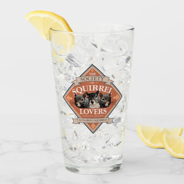 Society of Squirrel Lovers - funny squirrel Glass (Front Ice)