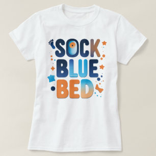 SOCK BLUE BED Bold Colourful Statement Graphic T-Shirt