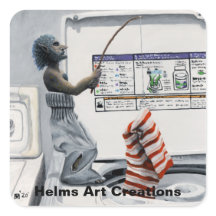 Sock Criminal Fishing Crime Fantasy Art Stickers