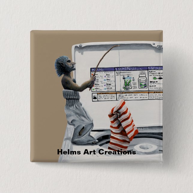 Sock Criminal Fishing Thief Fantasy Art Button (Front)