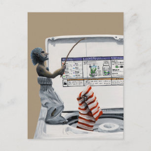 Sock Criminal Fishing Thief Fantasy Art Postcard