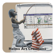 Sock Criminal Fishing Thief Fantasy Art Stickers