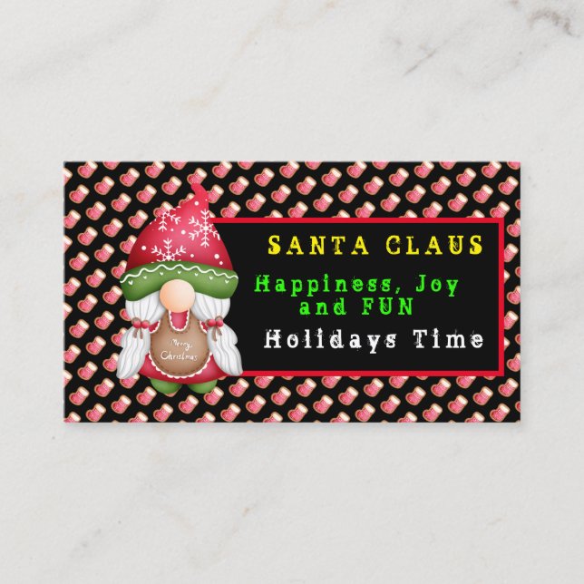 Sock Gnome Customise Colour and Text Business Card (Front)