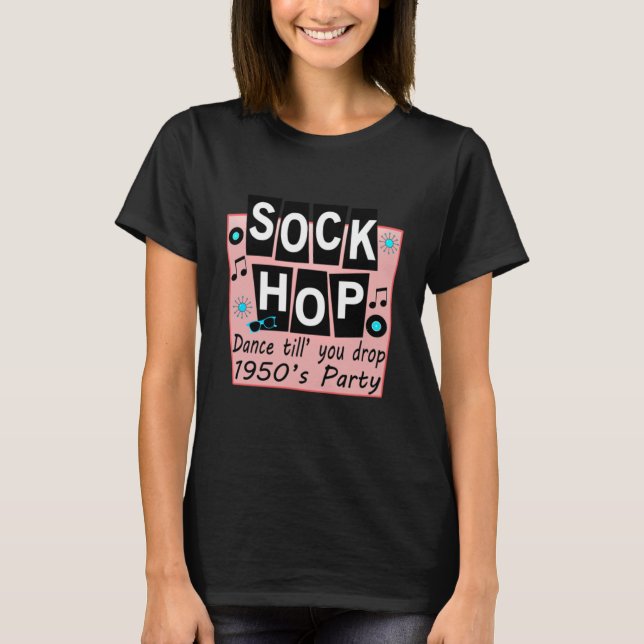 Sock Hop  1950s Dance Party Retro 50s Party Long S T-Shirt (Front)