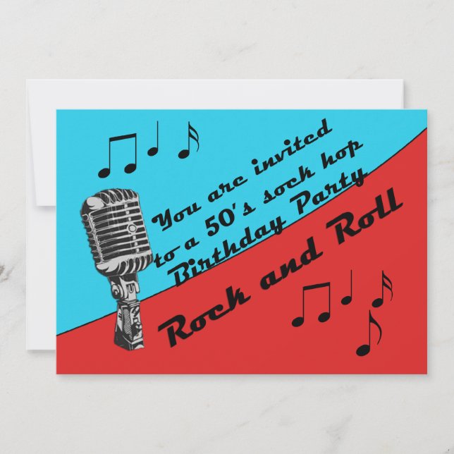 Sock Hop 50's Birthday Party Retro fun Invitation (Front)
