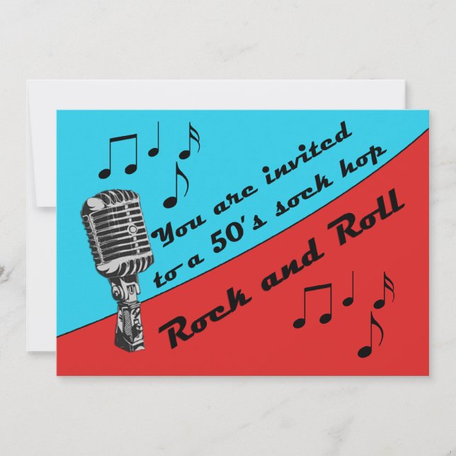 Sock Hop 50's party invitation (Front)