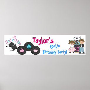 Sock Hop 50's Retro Birthday Party Banner Poster