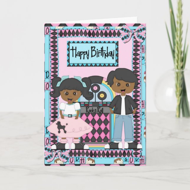 Sock Hop Birthday Card African American (Front)