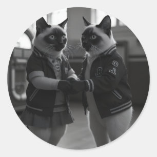 Sock Hop Kitties Classic Round Sticker