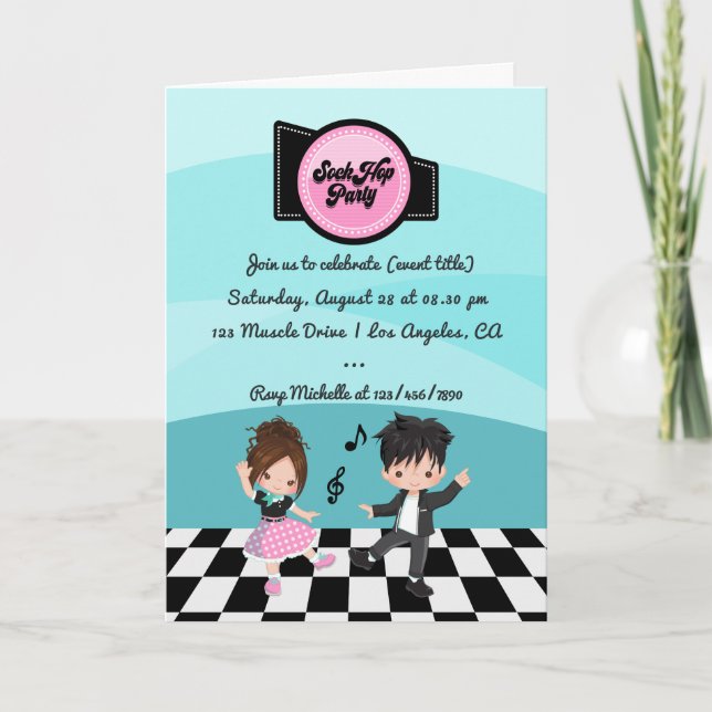 Sock Hop Party Invitation (Front)