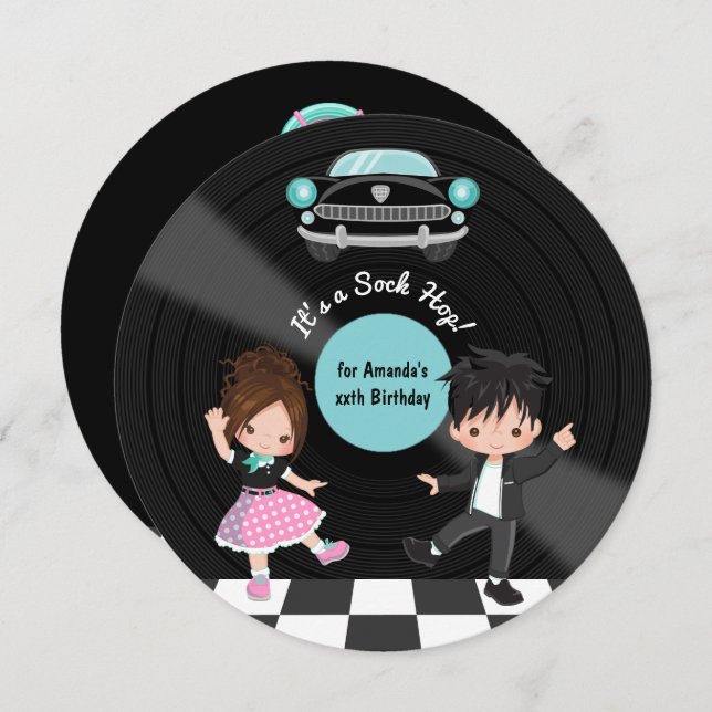 Sock Hop Party Invitation (Front/Back)