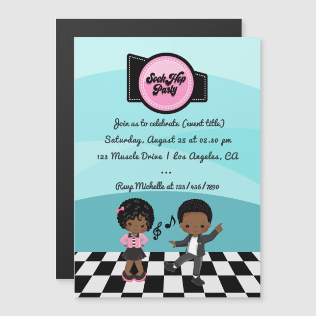Sock Hop Party Magnetic Invitation (Front/Back)