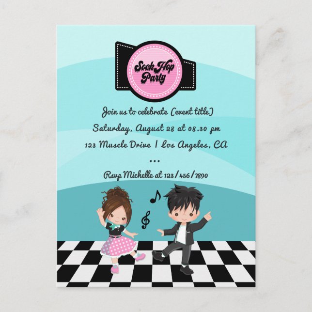 Sock Hop Party Postcard (Front)