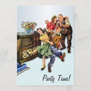Sock Hop Party Time Retro Custom Personalised Invitation
