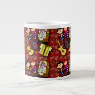 Sock Hop Pattern Red Large Coffee Mug